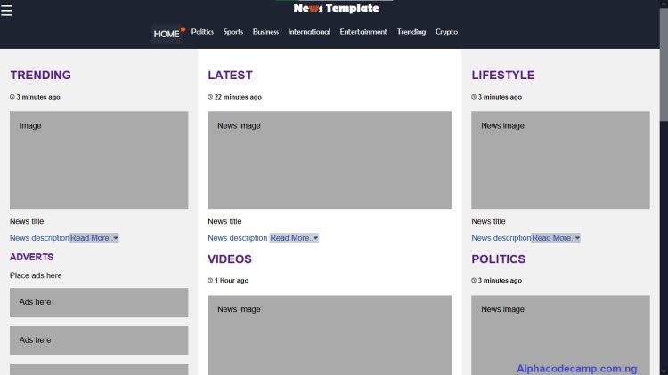 Free News homepage template design using html, css, JavaScript with free source code