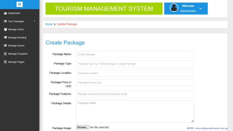 Online tourism management system in PHP